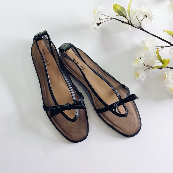 Free People Mesh Mania Bow Flats Black - Picture 2 of 10